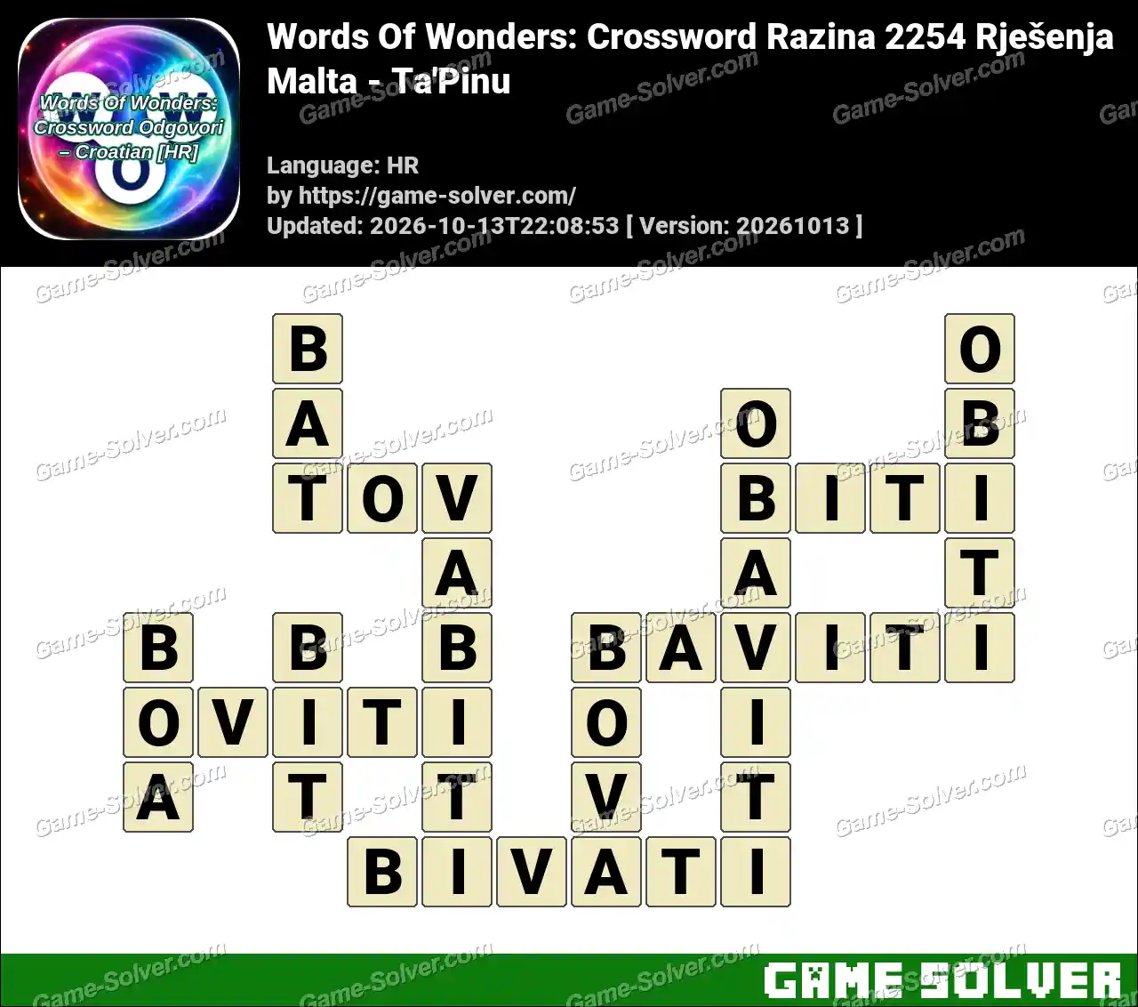 Words Of Wonders: Crossword Razina 2254 Rješenja – Malta – Ta’Pinu